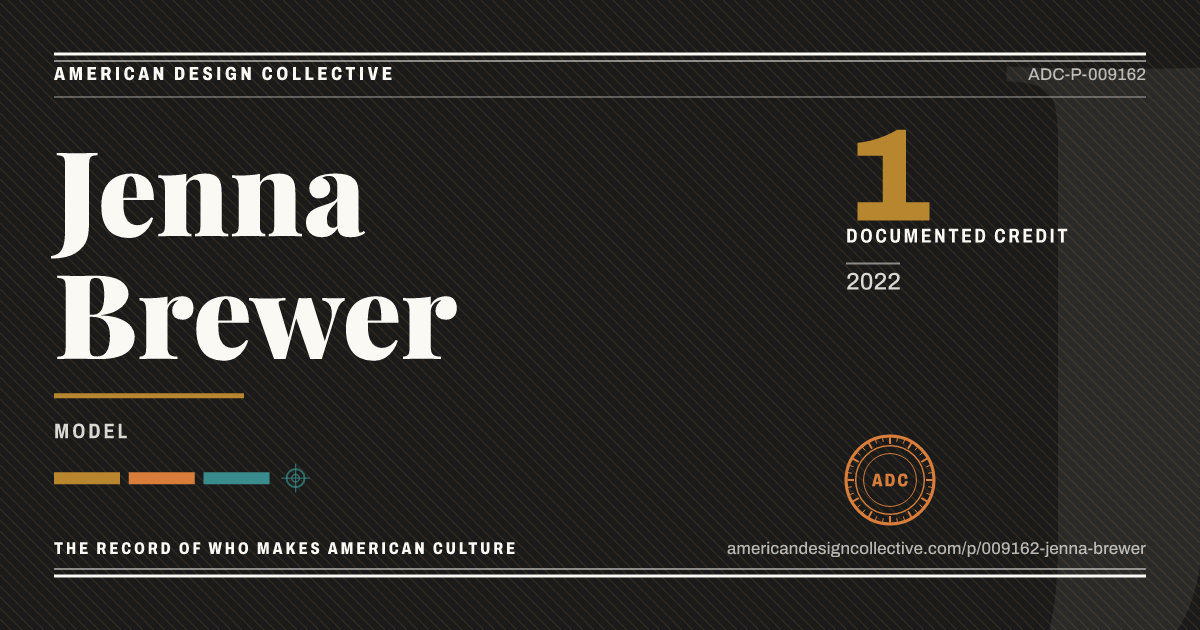 Registry card for Jenna Brewer: the ADC seal, Jenna Brewer, and how much is on record.
