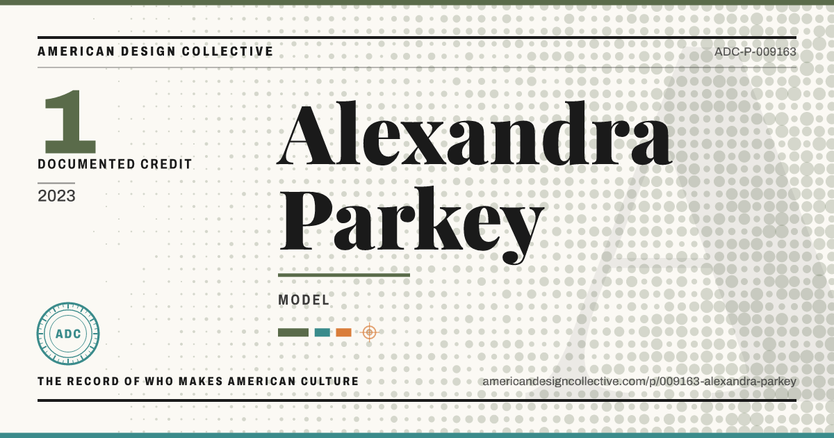 Registry card for Alexandra Parkey: the ADC seal, Alexandra Parkey, and how much is on record.