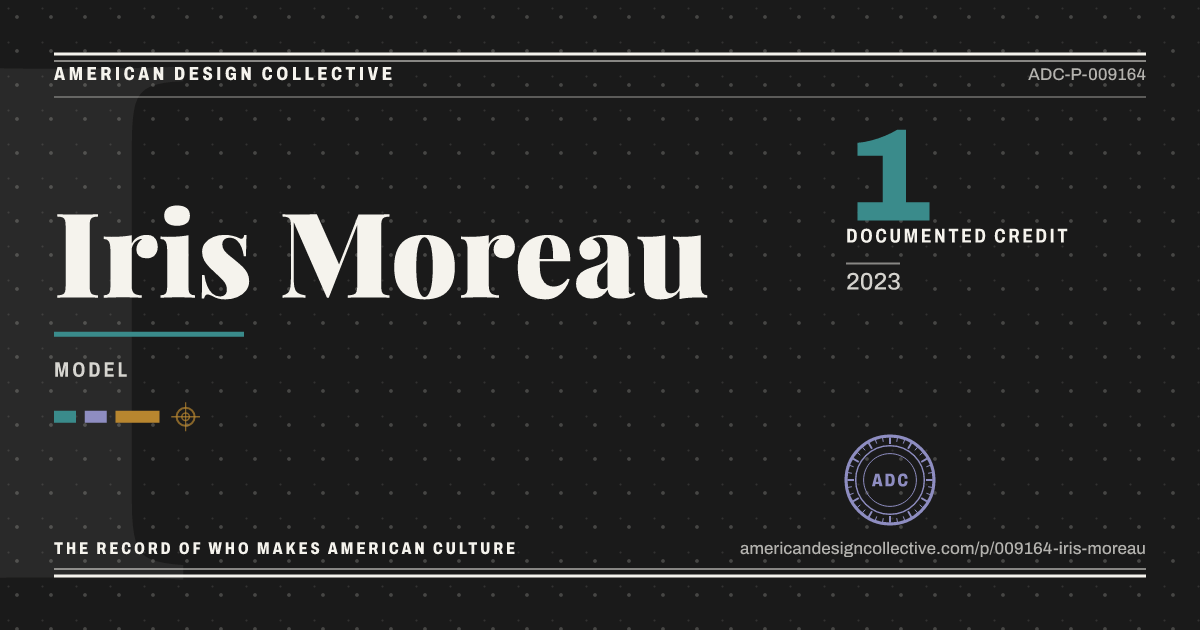 Registry card for Iris Moreau: the ADC seal, Iris Moreau, and how much is on record.