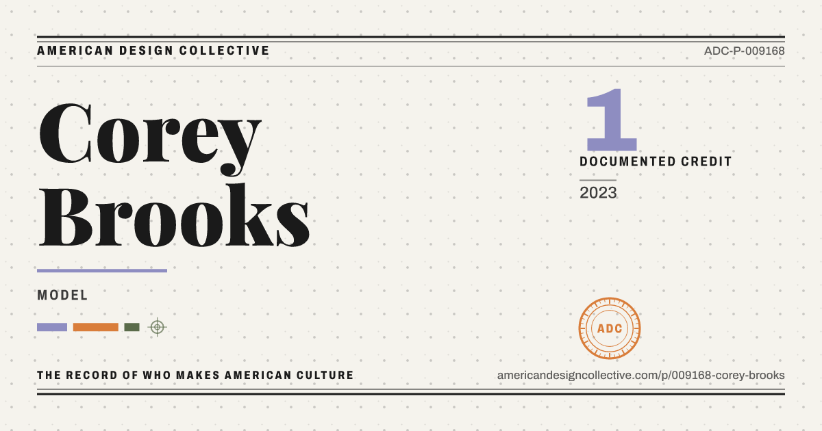 Registry card for Corey Brooks: the ADC seal, Corey Brooks, and how much is on record.