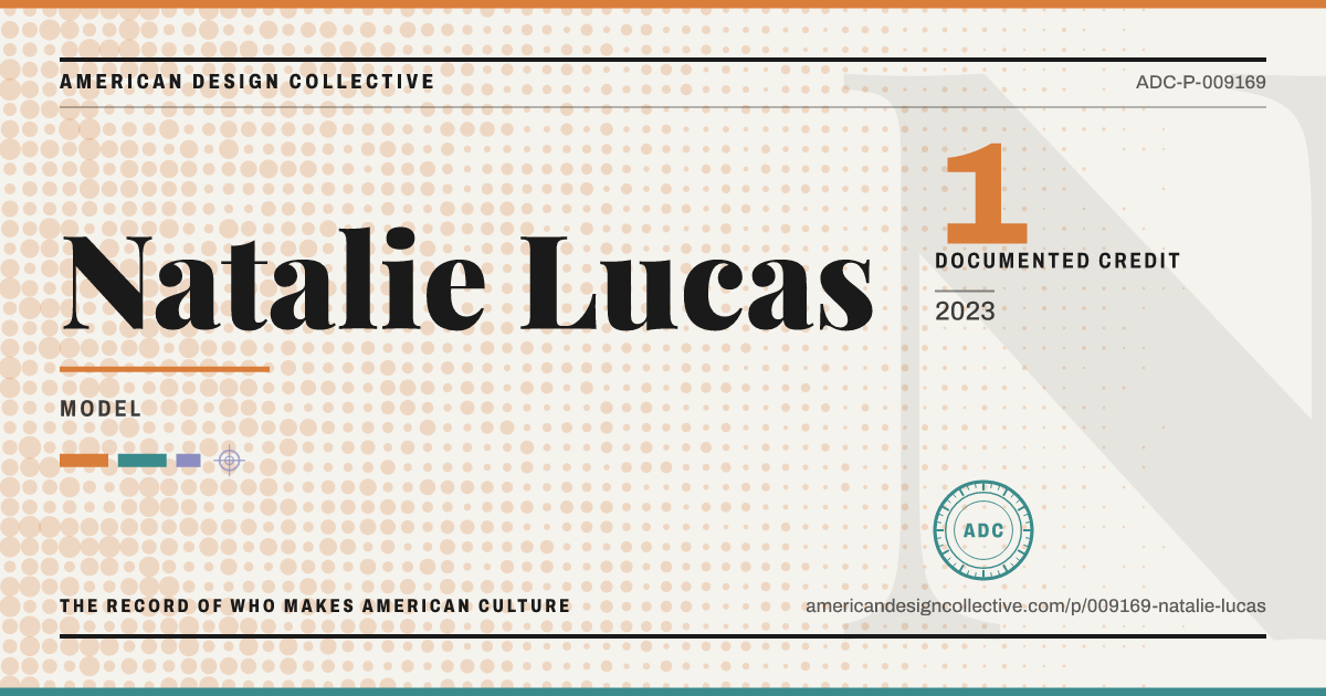 Registry card for Natalie Lucas: the ADC seal, Natalie Lucas, and how much is on record.