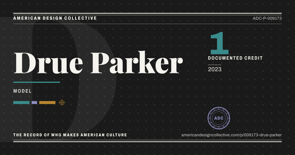 Registry card for Drue Parker: the ADC seal, Drue Parker, and how much is on record.