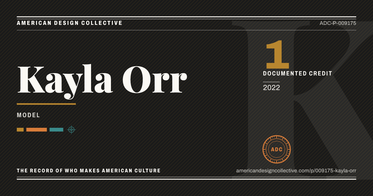 Registry card for Kayla Orr: the ADC seal, Kayla Orr, and how much is on record.
