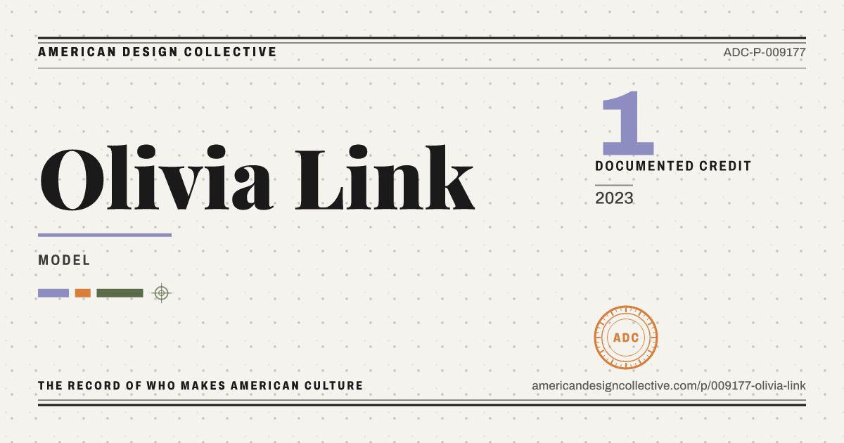 Registry card for Olivia Link: the ADC seal, Olivia Link, and how much is on record.