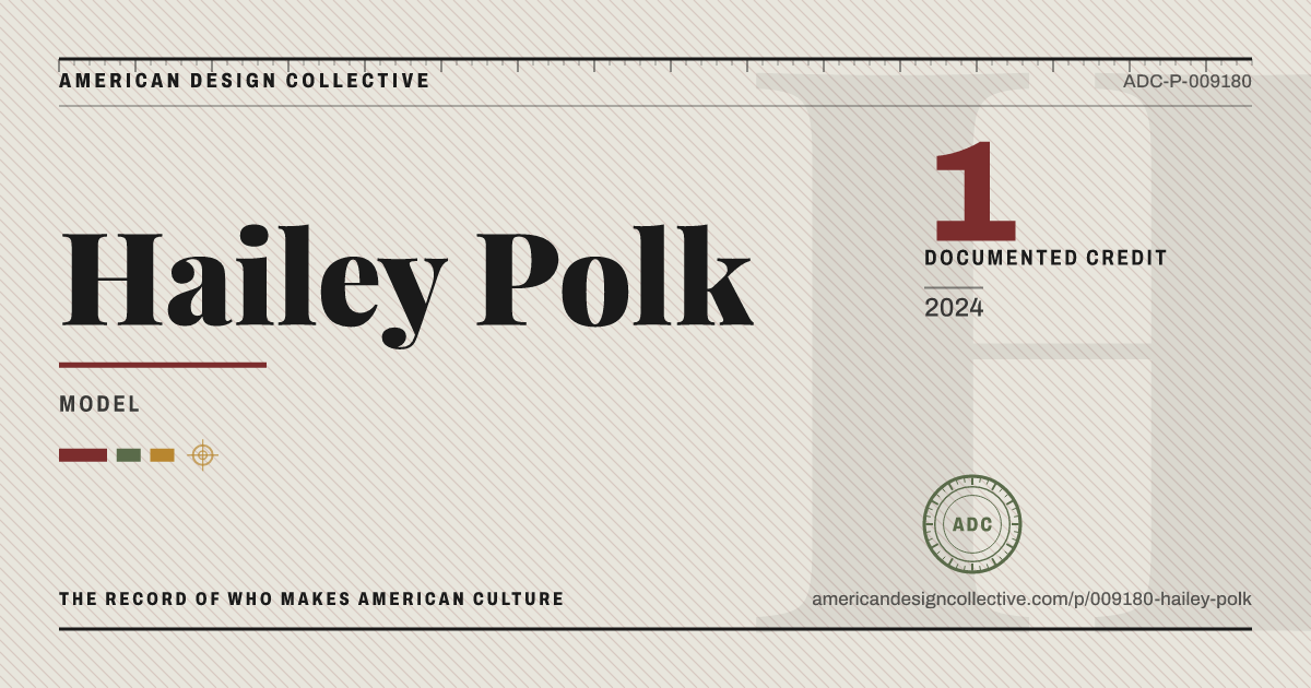 Registry card for Hailey Polk: the ADC seal, Hailey Polk, and how much is on record.
