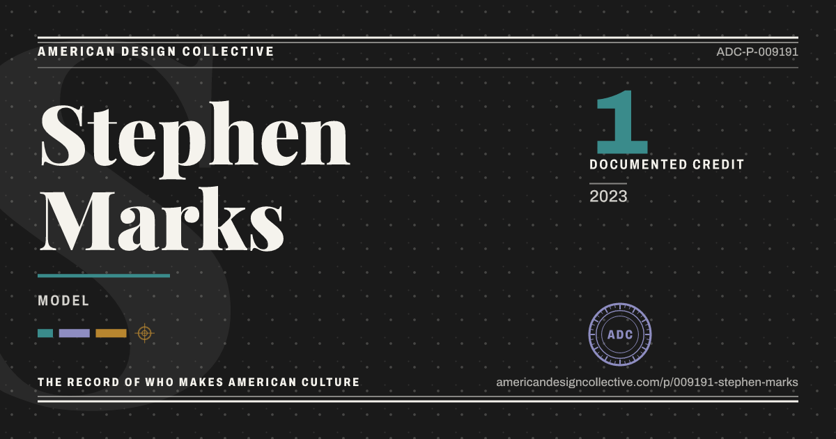 Registry card for Stephen Marks: the ADC seal, Stephen Marks, and how much is on record.
