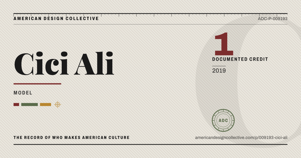 Registry card for Cici Ali: the ADC seal, Cici Ali, and how much is on record.