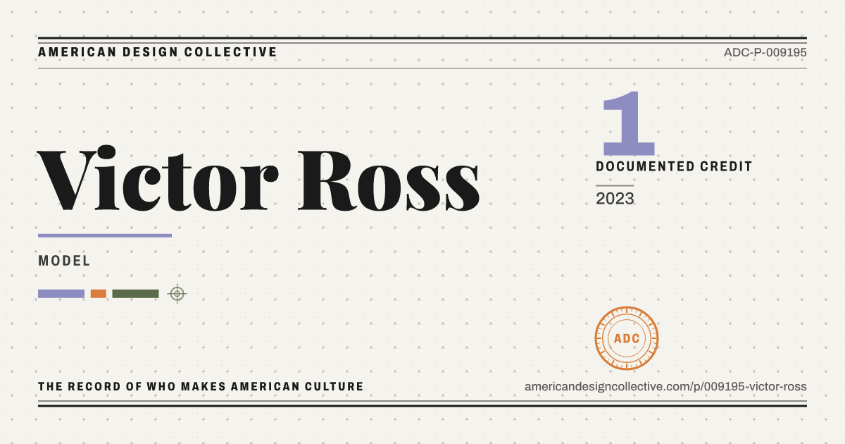Registry card for Victor Ross: the ADC seal, Victor Ross, and how much is on record.