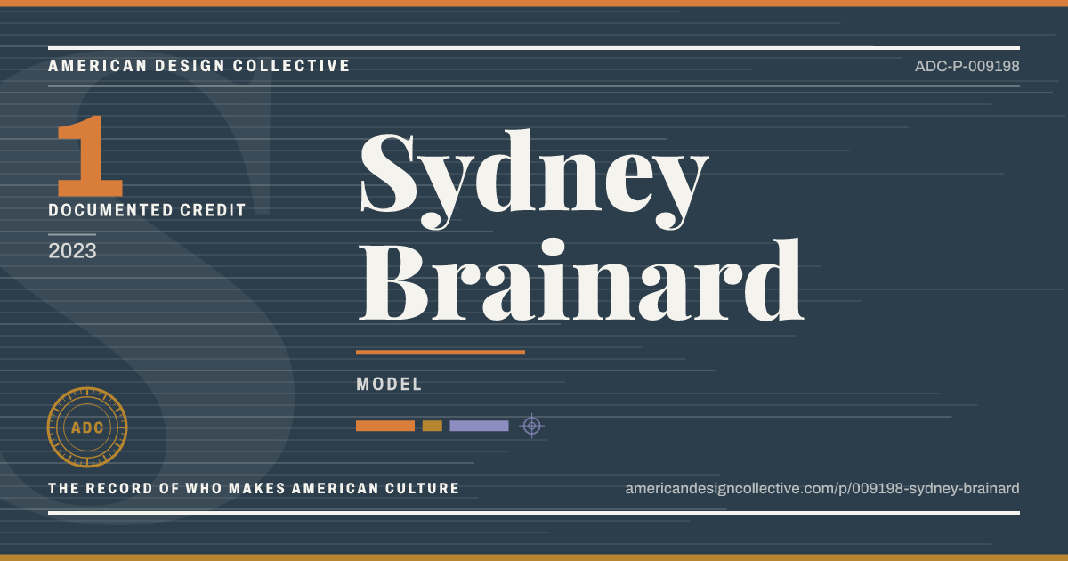 Registry card for Sydney Brainard: the ADC seal, Sydney Brainard, and how much is on record.