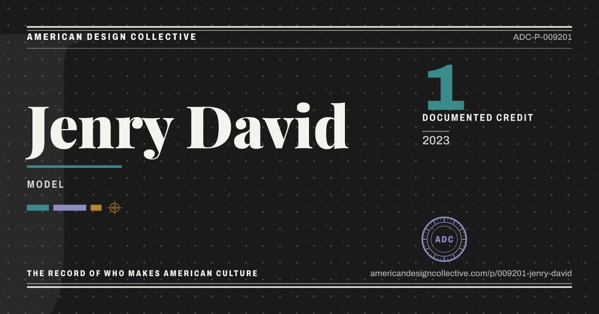 Registry card for Jenry David: the ADC seal, Jenry David, and how much is on record.
