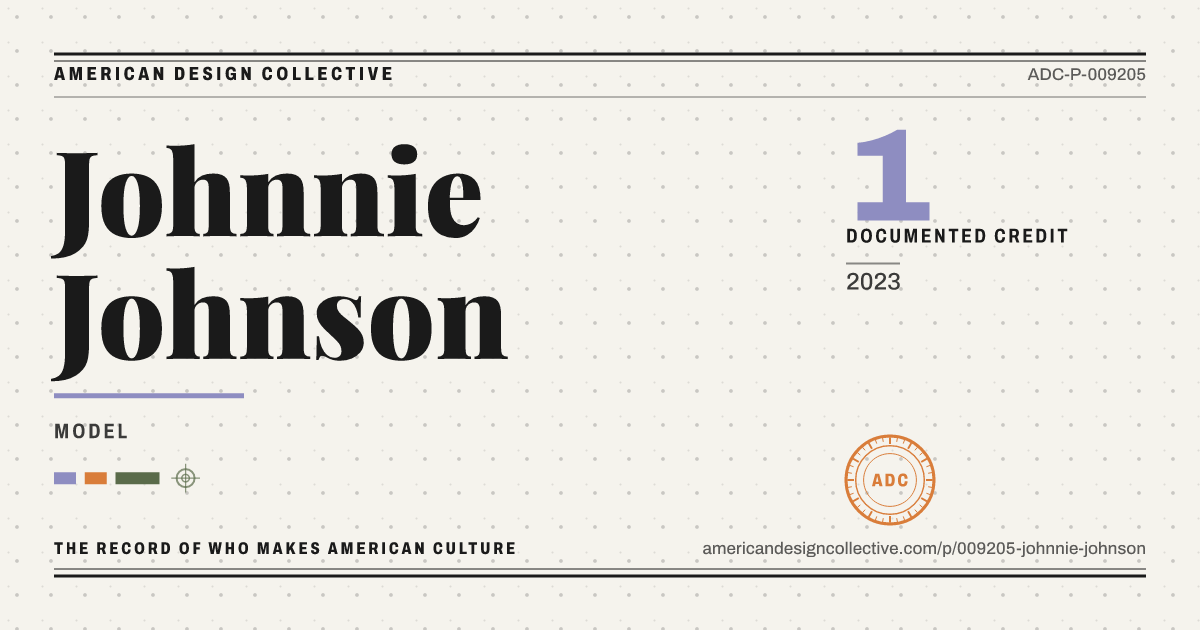 Registry card for Johnnie Johnson: the ADC seal, Johnnie Johnson, and how much is on record.