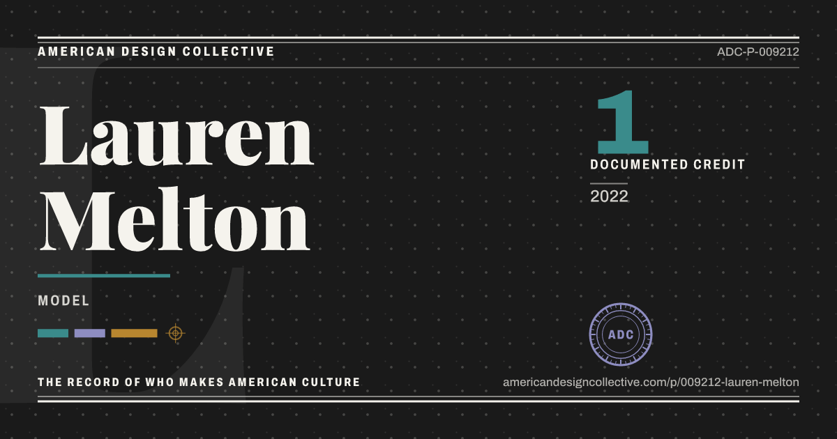 Registry card for Lauren Melton: the ADC seal, Lauren Melton, and how much is on record.