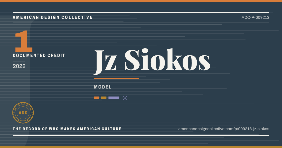 Registry card for Jz Siokos: the ADC seal, Jz Siokos, and how much is on record.