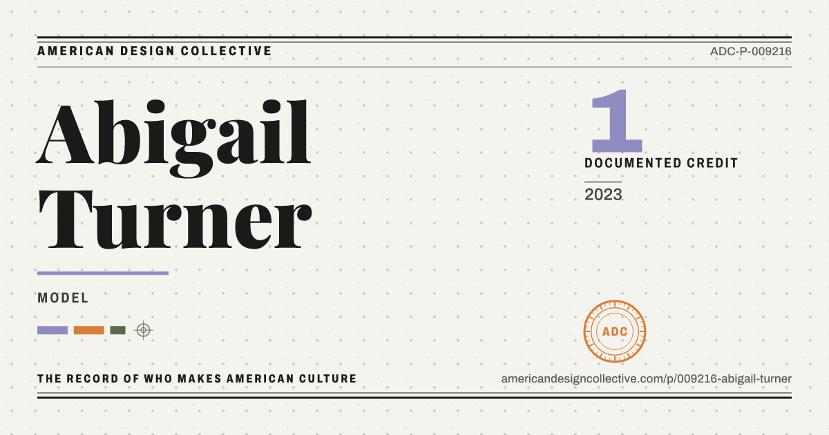 Registry card for Abigail Turner: the ADC seal, Abigail Turner, and how much is on record.