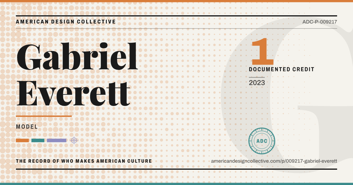 Registry card for Gabriel Everett: the ADC seal, Gabriel Everett, and how much is on record.