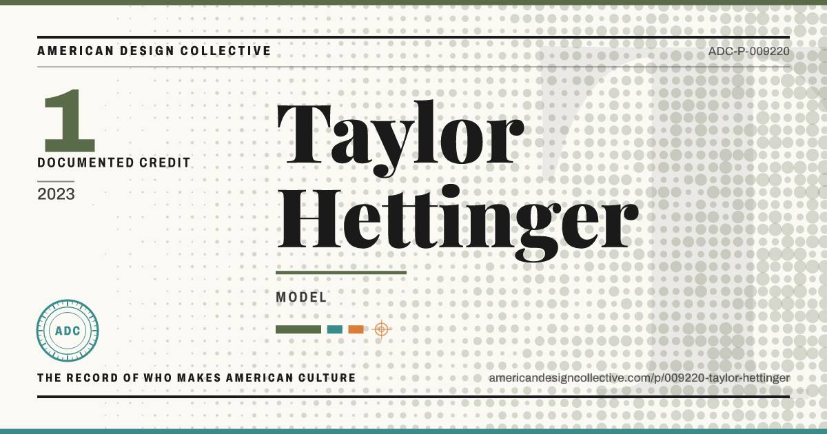 Registry card for Taylor Hettinger: the ADC seal, Taylor Hettinger, and how much is on record.