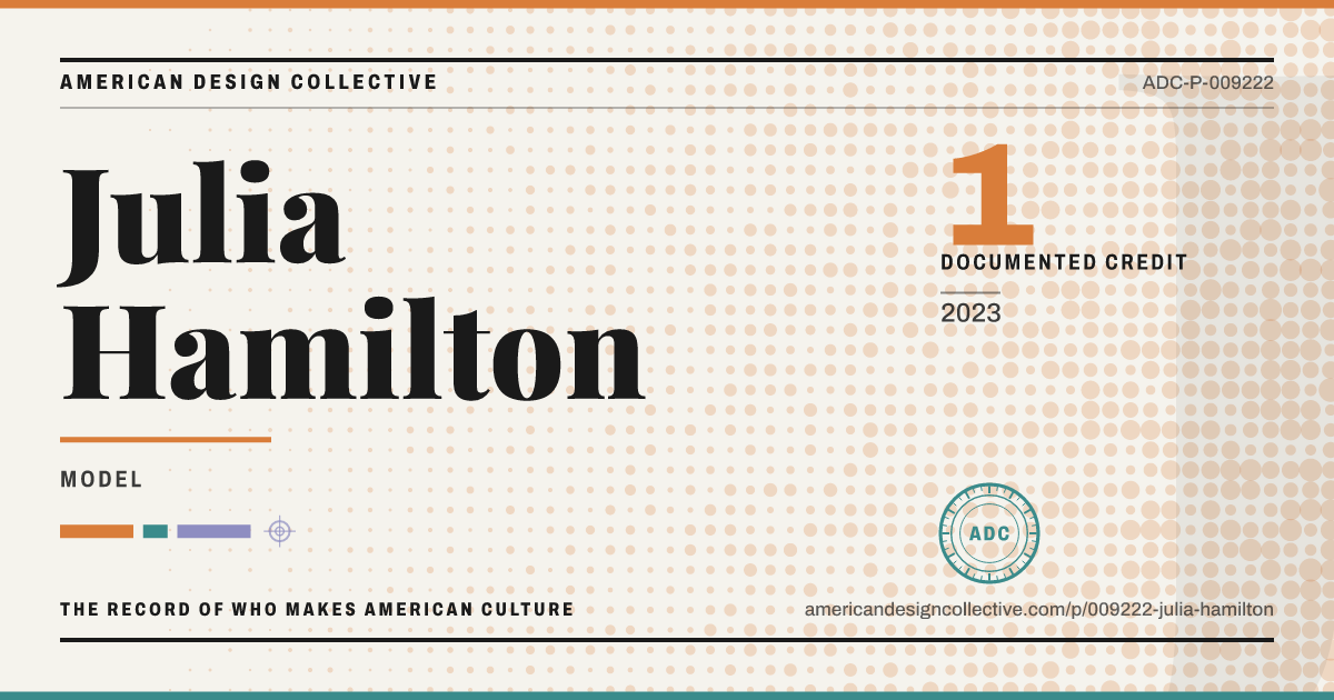 Registry card for Julia Hamilton: the ADC seal, Julia Hamilton, and how much is on record.