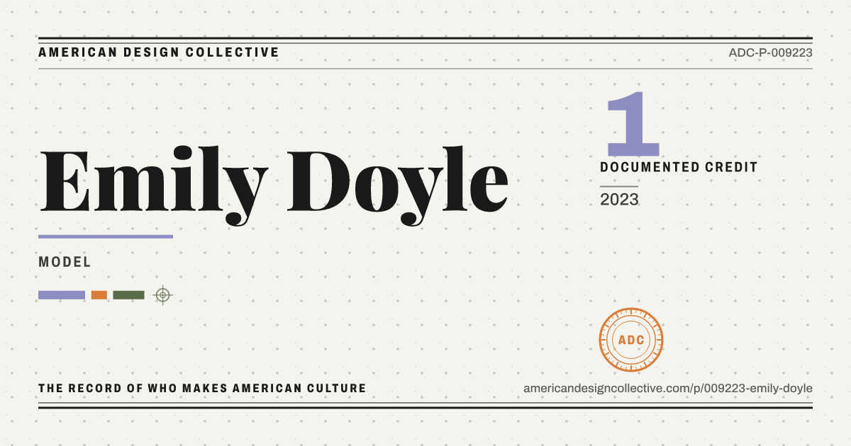 Registry card for Emily Doyle: the ADC seal, Emily Doyle, and how much is on record.