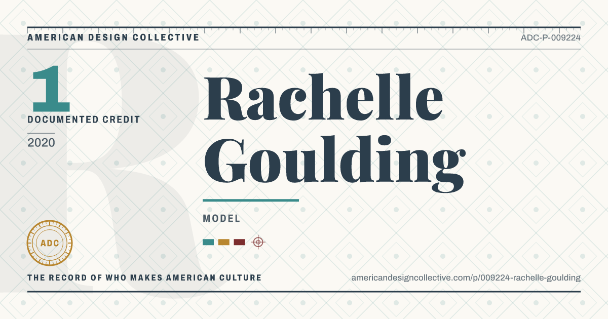 Registry card for Rachelle Goulding: the ADC seal, Rachelle Goulding, and how much is on record.