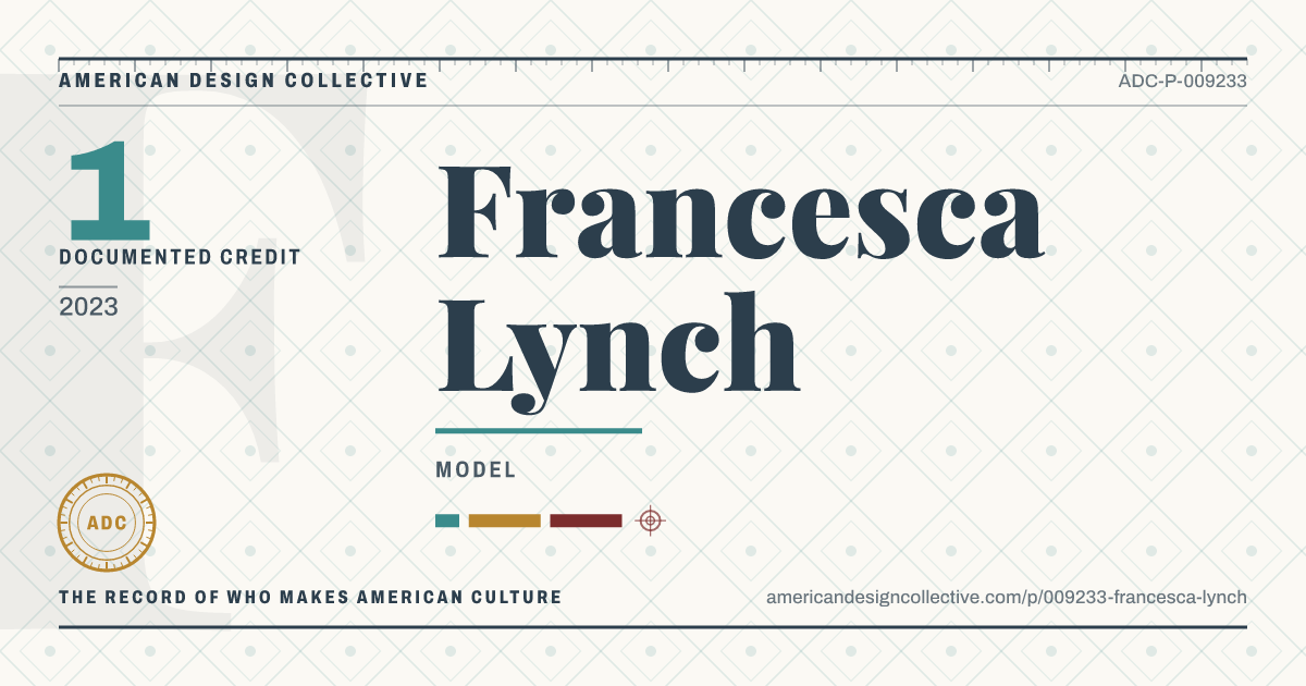 Registry card for Francesca Lynch: the ADC seal, Francesca Lynch, and how much is on record.