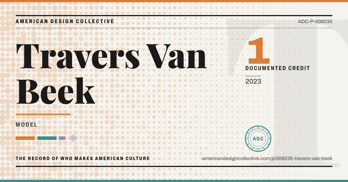Registry card for Travers Van Beek: the ADC seal, Travers Van Beek, and how much is on record.