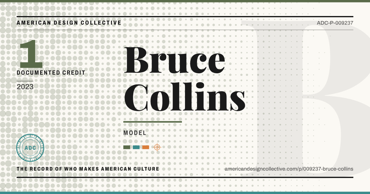Registry card for Bruce Collins: the ADC seal, Bruce Collins, and how much is on record.