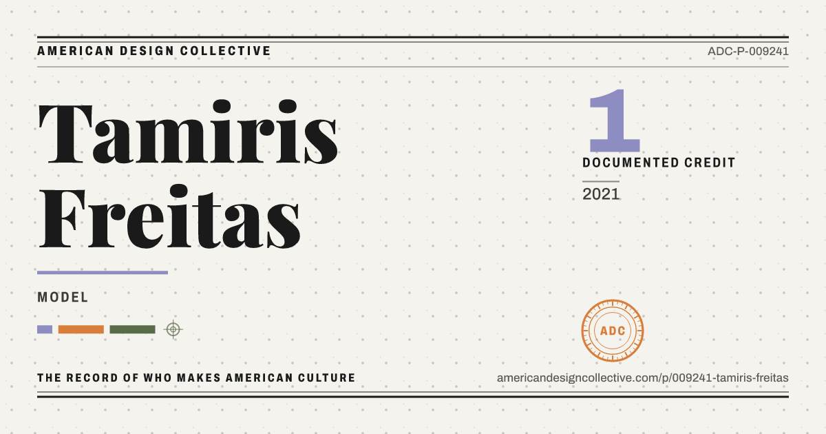 Registry card for Tamiris Freitas: the ADC seal, Tamiris Freitas, and how much is on record.