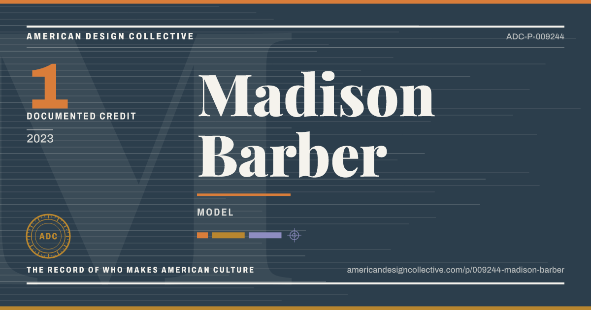 Registry card for Madison Barber: the ADC seal, Madison Barber, and how much is on record.