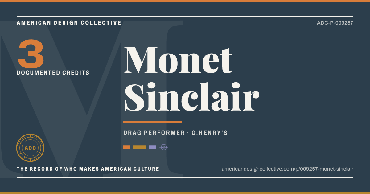 Registry card for Monet Sinclair: the ADC seal, Monet Sinclair, and how much is on record.
