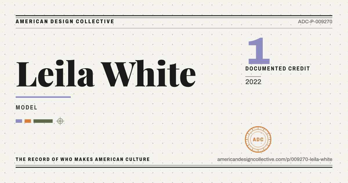 Registry card for Leila White: the ADC seal, Leila White, and how much is on record.