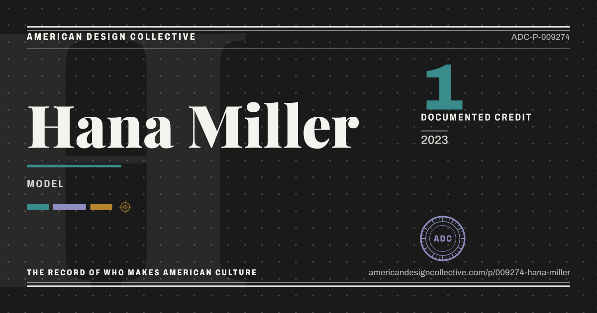 Registry card for Hana Miller: the ADC seal, Hana Miller, and how much is on record.