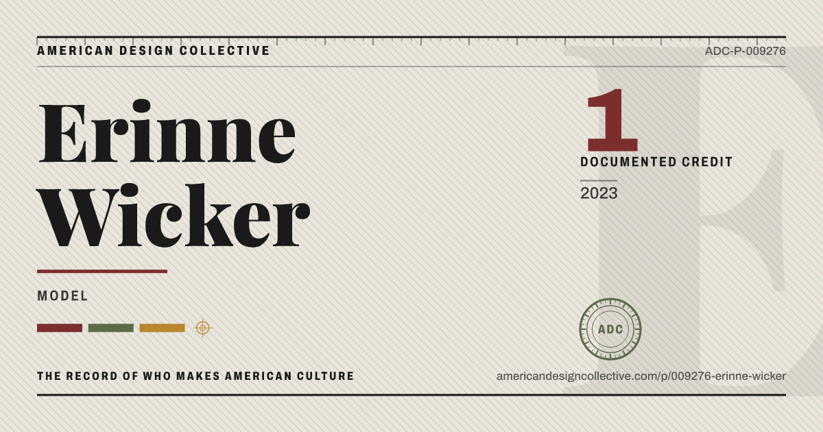 Registry card for Erinne Wicker: the ADC seal, Erinne Wicker, and how much is on record.