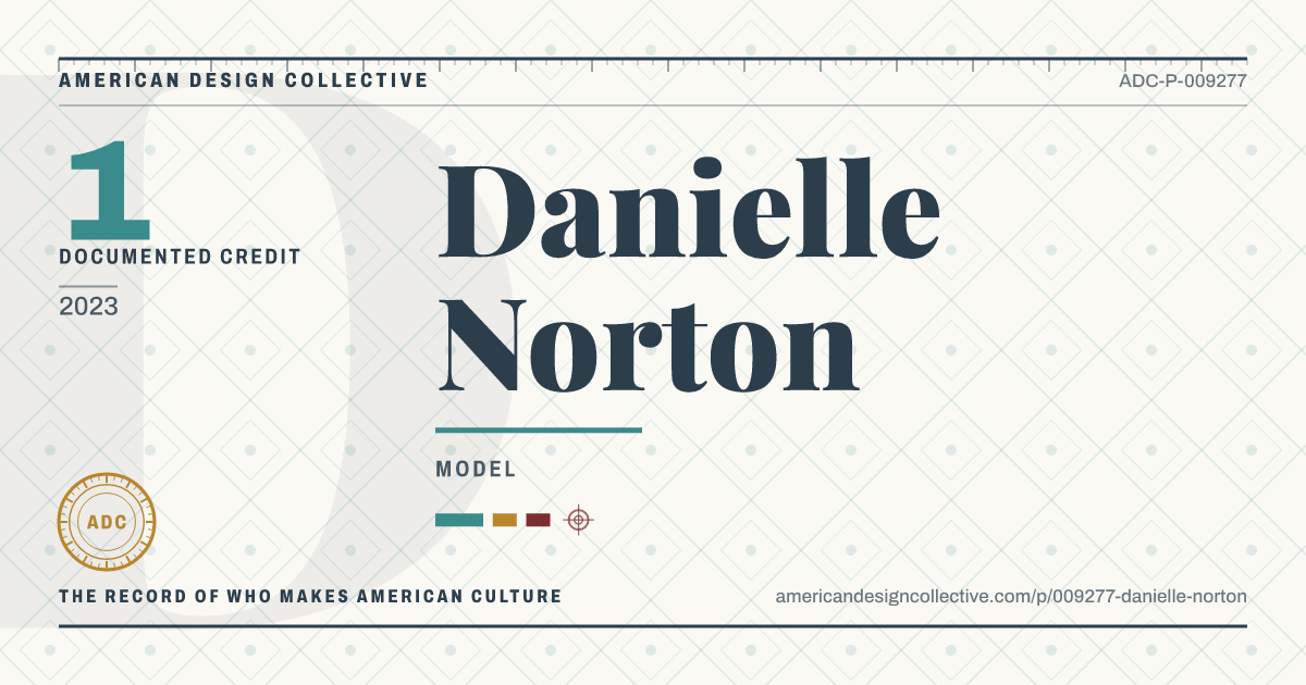 Registry card for Danielle Norton: the ADC seal, Danielle Norton, and how much is on record.