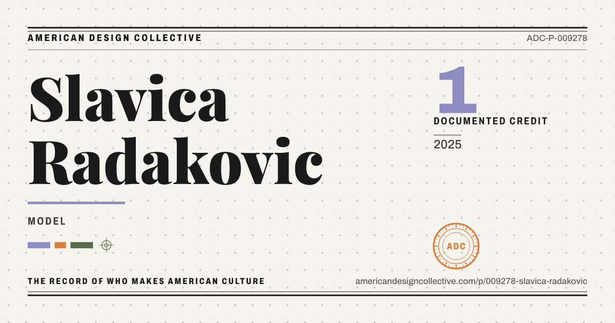 Registry card for Slavica Radakovic: the ADC seal, Slavica Radakovic, and how much is on record.