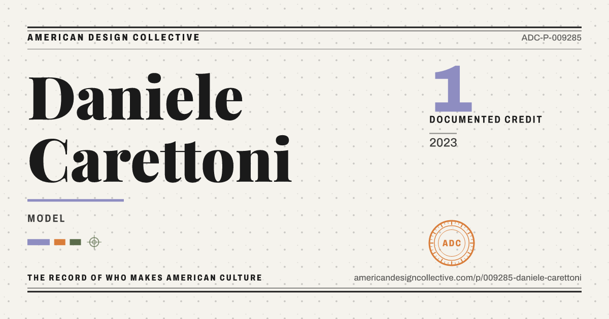 Registry card for Daniele Carettoni: the ADC seal, Daniele Carettoni, and how much is on record.