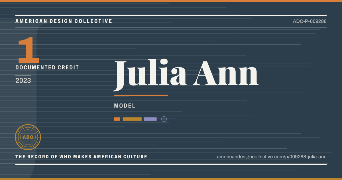 Registry card for Julia Ann: the ADC seal, Julia Ann, and how much is on record.