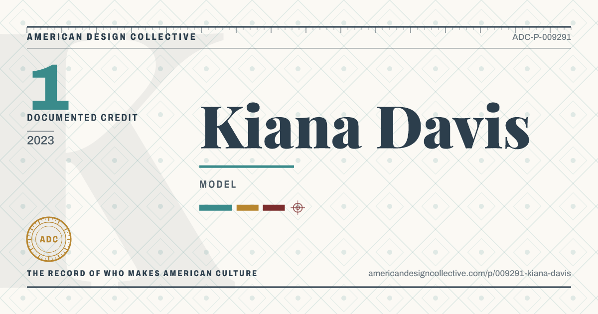 Registry card for Kiana Davis: the ADC seal, Kiana Davis, and how much is on record.