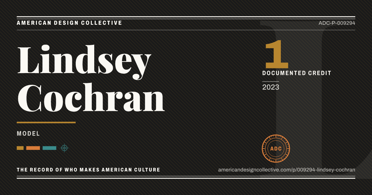 Registry card for Lindsey Cochran: the ADC seal, Lindsey Cochran, and how much is on record.