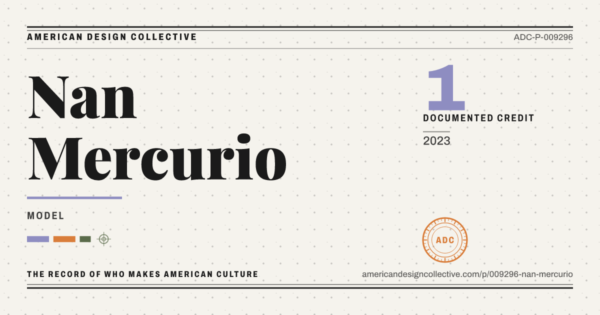 Registry card for Nan Mercurio: the ADC seal, Nan Mercurio, and how much is on record.