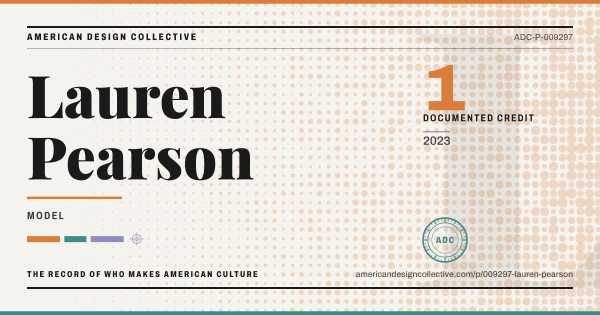 Registry card for Lauren Pearson: the ADC seal, Lauren Pearson, and how much is on record.