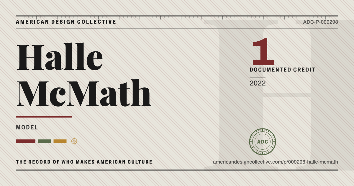 Registry card for Halle McMath: the ADC seal, Halle McMath, and how much is on record.