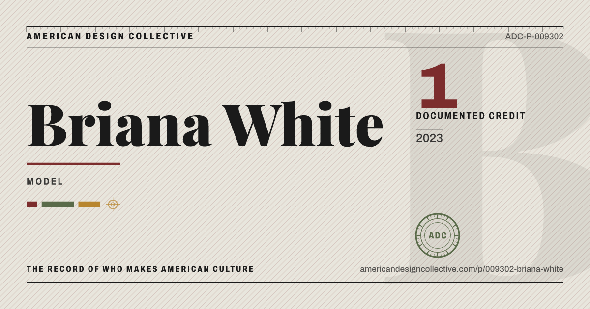 Registry card for Briana White: the ADC seal, Briana White, and how much is on record.