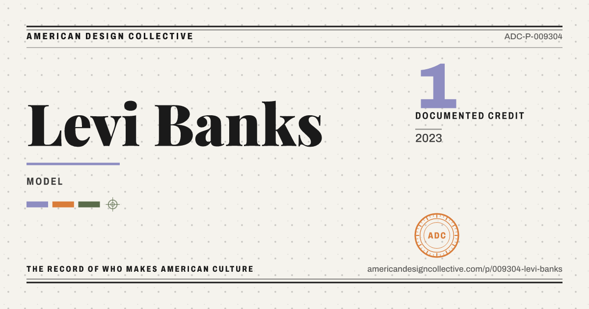 Registry card for Levi Banks: the ADC seal, Levi Banks, and how much is on record.