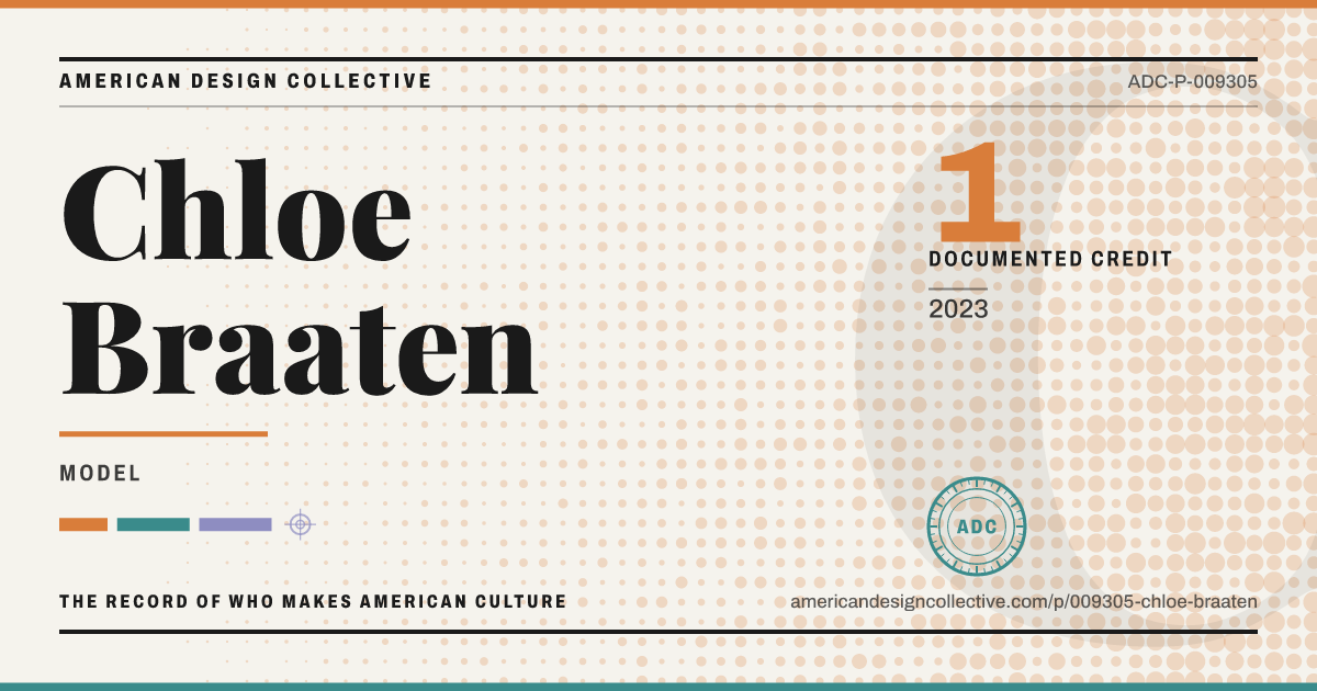 Registry card for Chloe Braaten: the ADC seal, Chloe Braaten, and how much is on record.