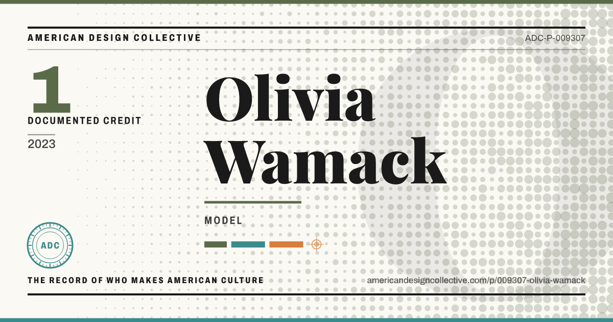 Registry card for Olivia Wamack: the ADC seal, Olivia Wamack, and how much is on record.
