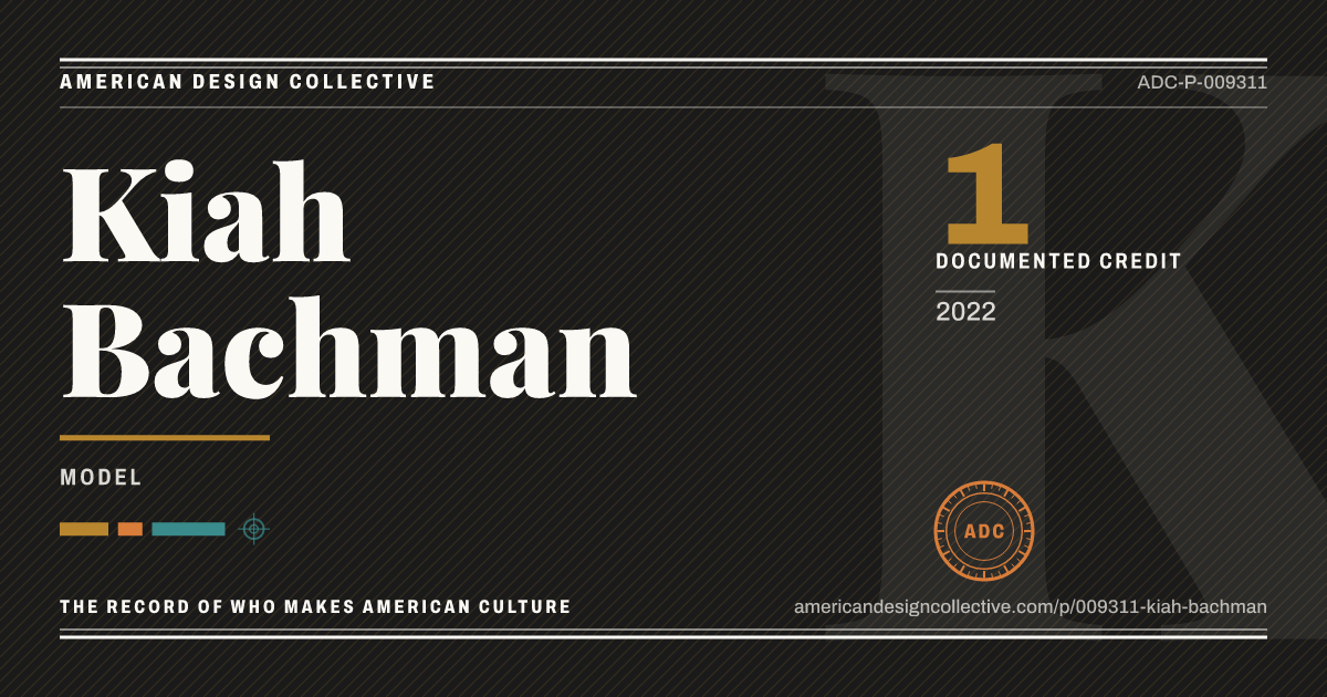 Registry card for Kiah Bachman: the ADC seal, Kiah Bachman, and how much is on record.