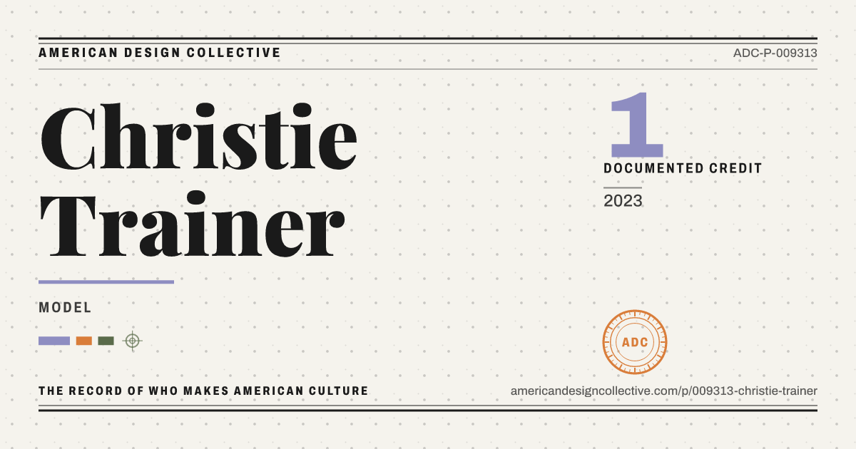 Registry card for Christie Trainer: the ADC seal, Christie Trainer, and how much is on record.