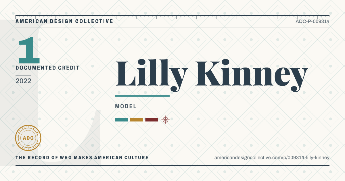 Registry card for Lilly Kinney: the ADC seal, Lilly Kinney, and how much is on record.