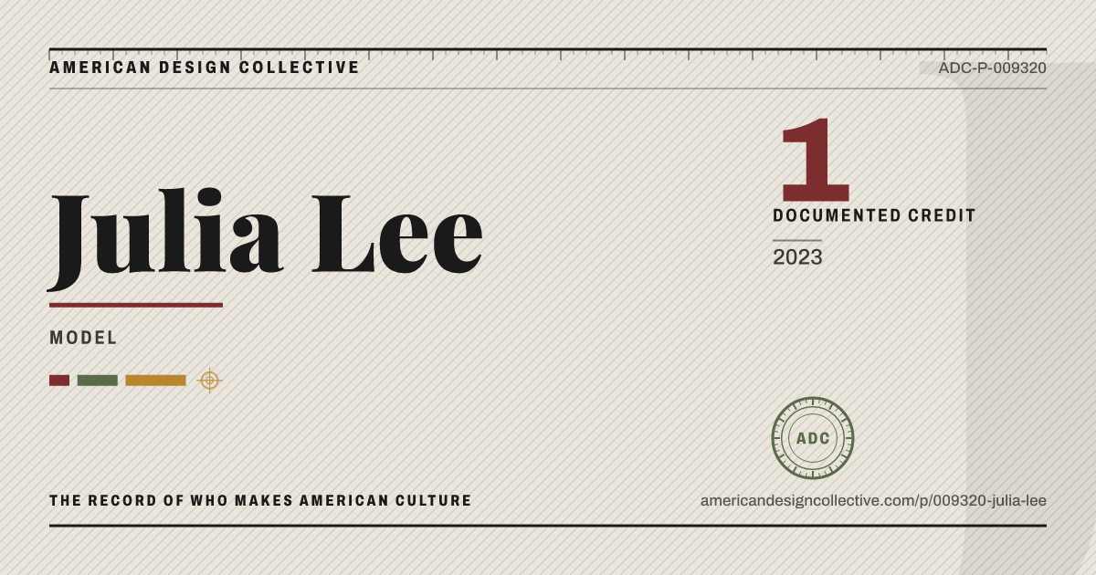 Registry card for Julia Lee: the ADC seal, Julia Lee, and how much is on record.