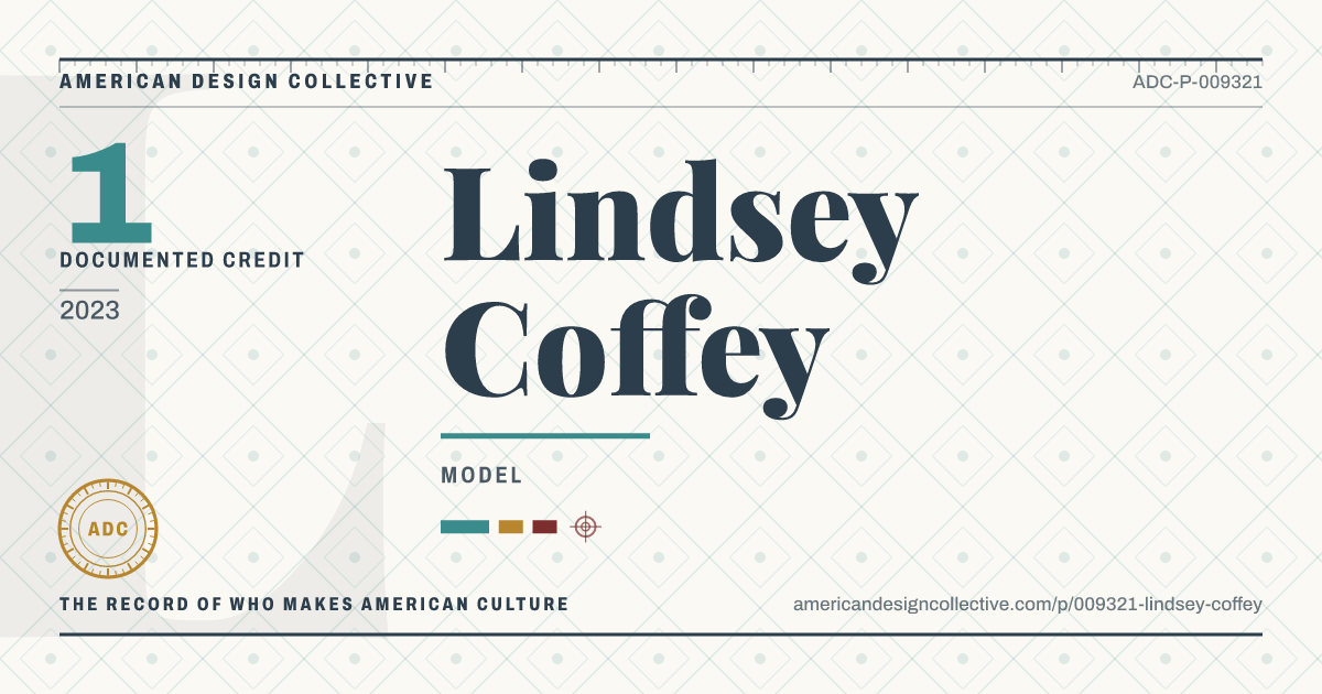 Registry card for Lindsey Coffey: the ADC seal, Lindsey Coffey, and how much is on record.